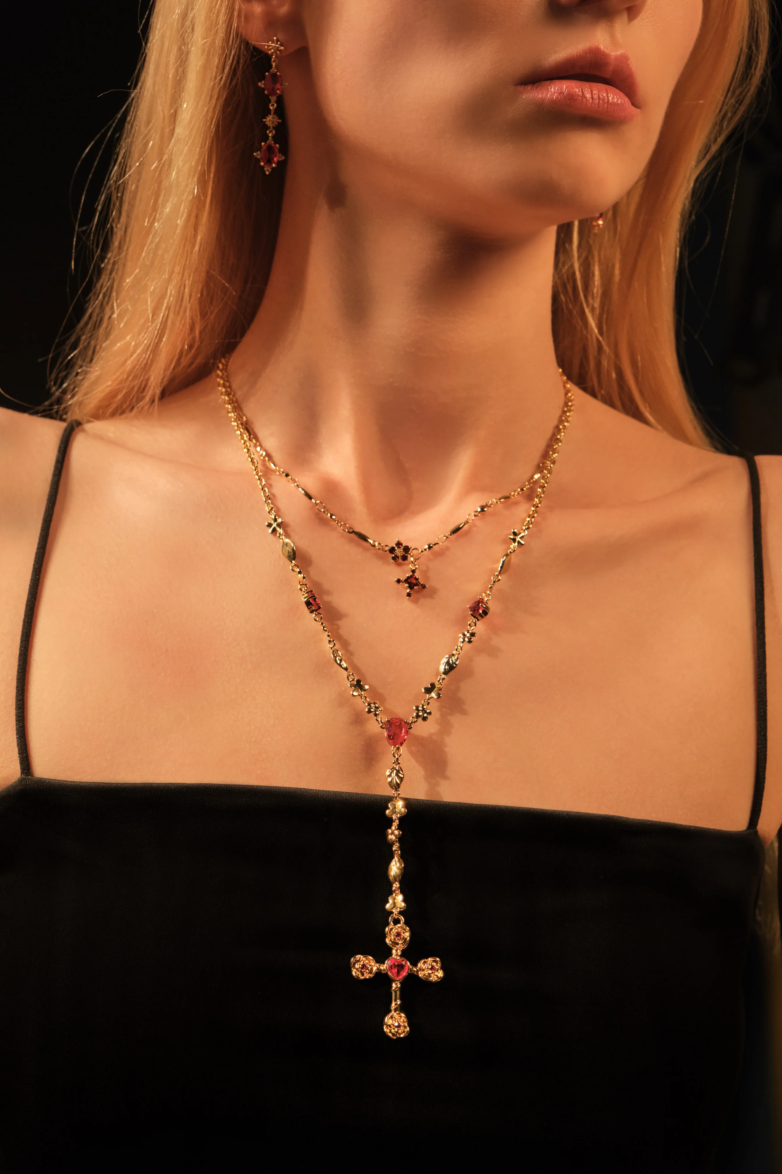 18K Real Gold Plated Garnet Starlight Necklace - Image 6