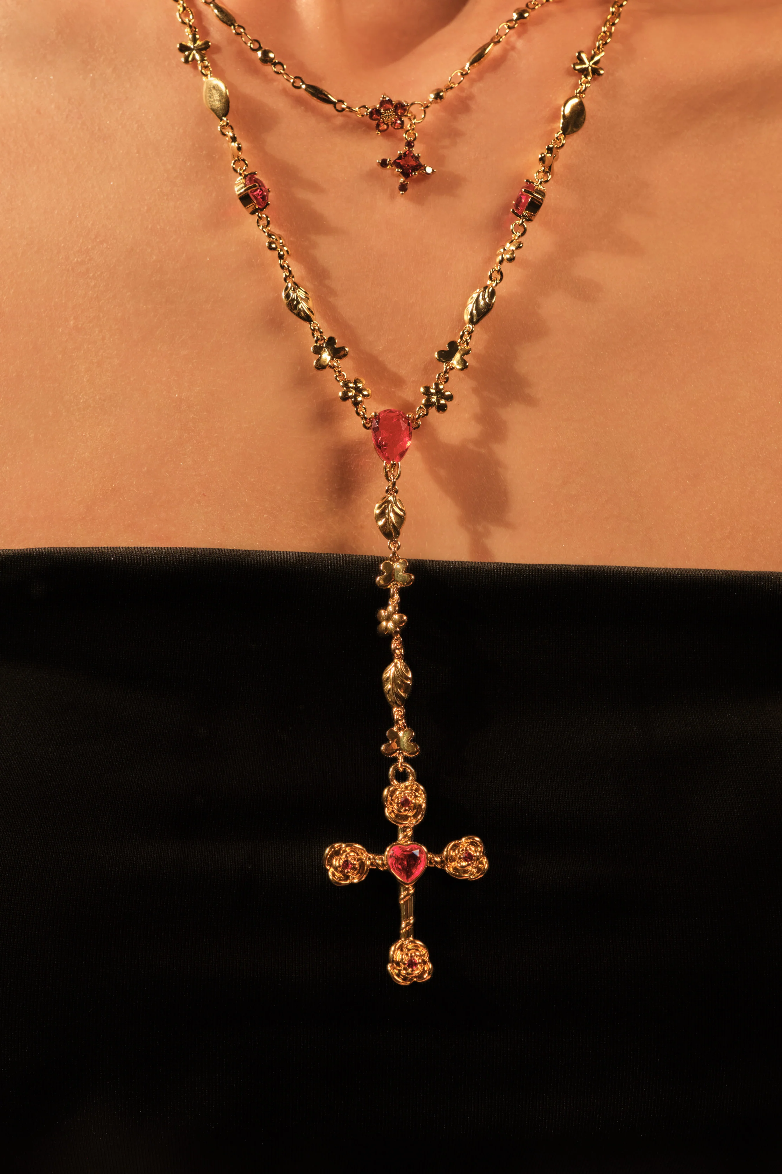 18K Real Gold Plated Garnet Starlight Necklace - Image 7