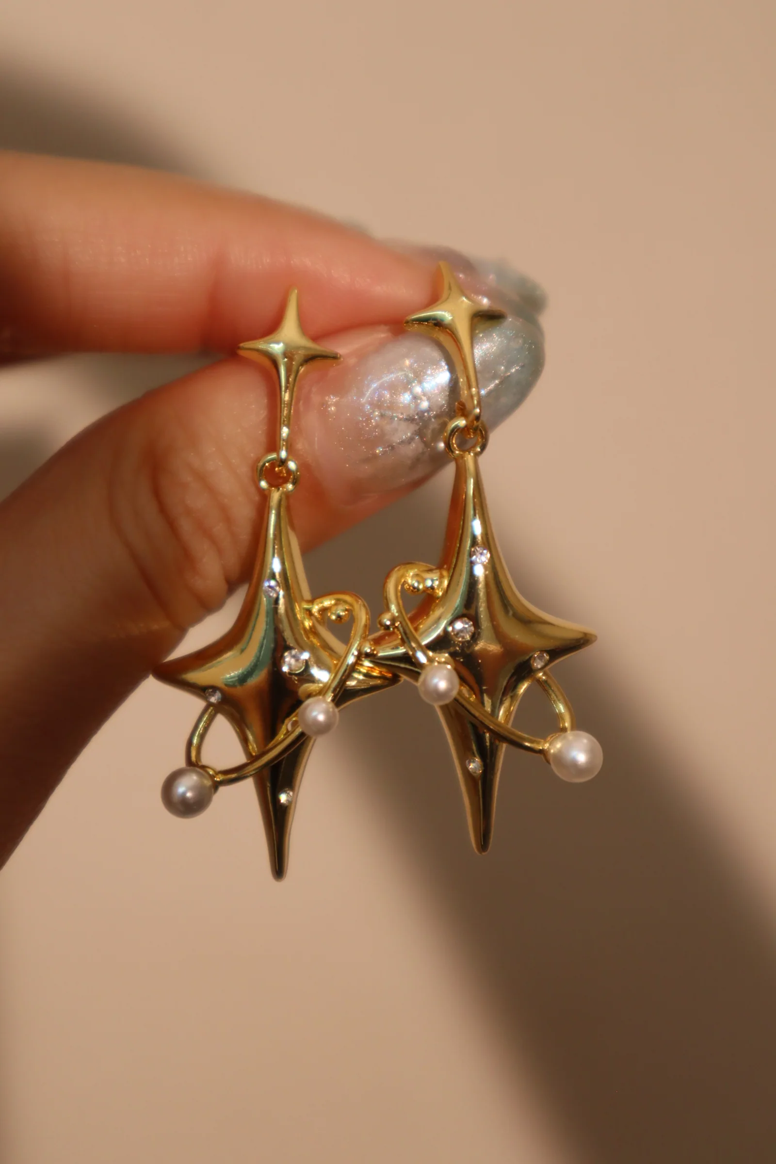 18K Real Gold Plated Saturn Star Earrings - Image 3