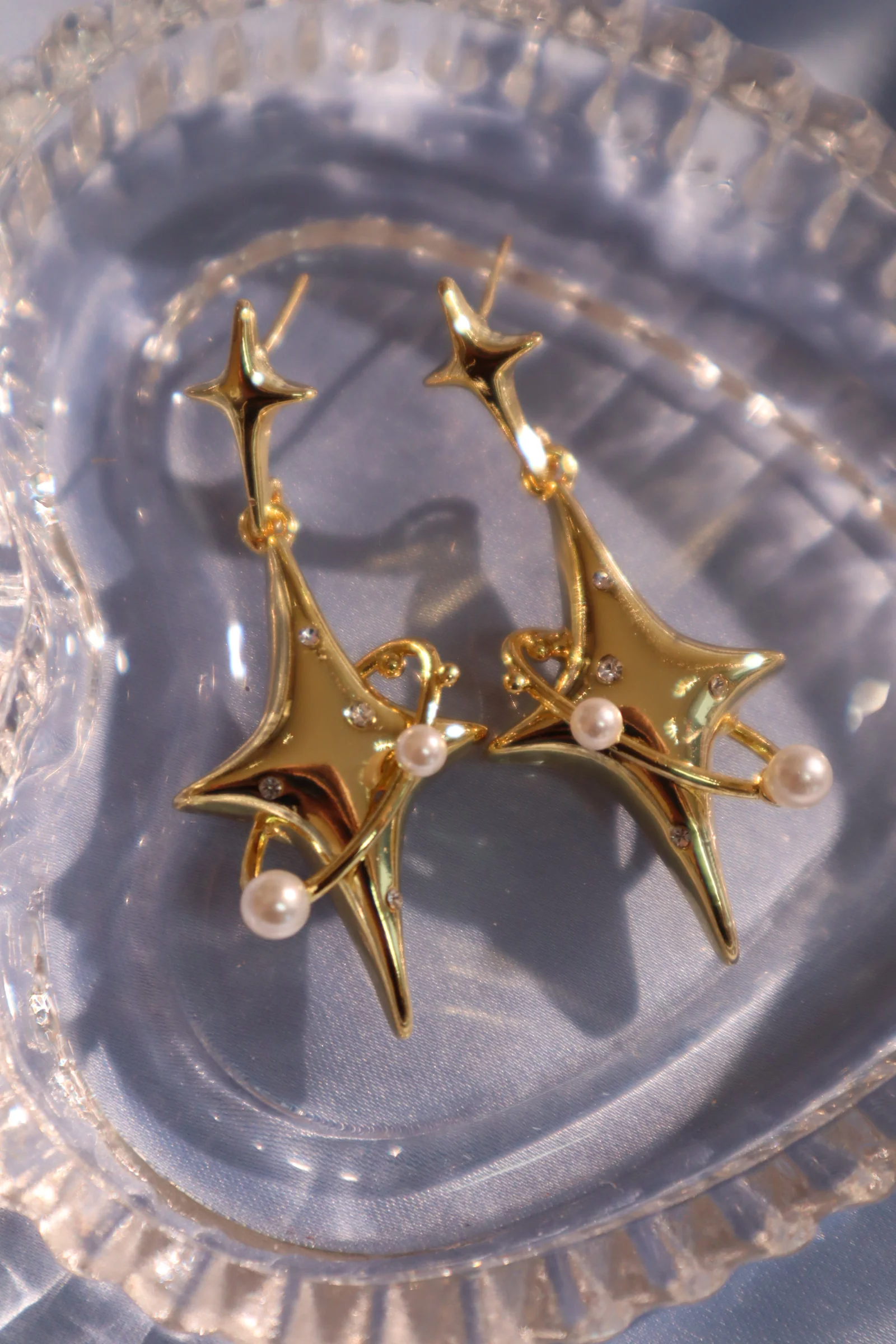 18K Real Gold Plated Saturn Star Earrings - Image 4