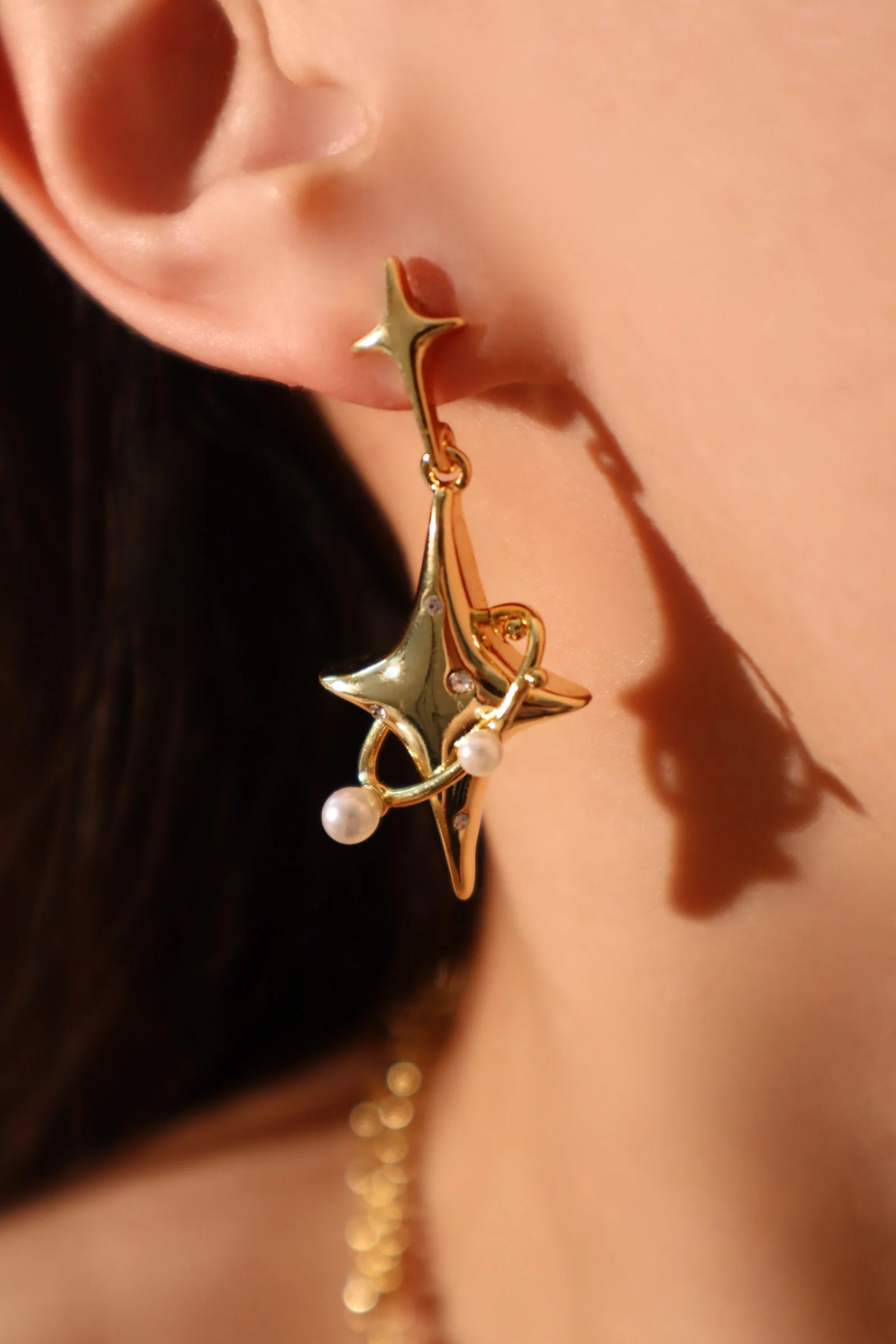 18K Real Gold Plated Saturn Star Earrings - Image 6