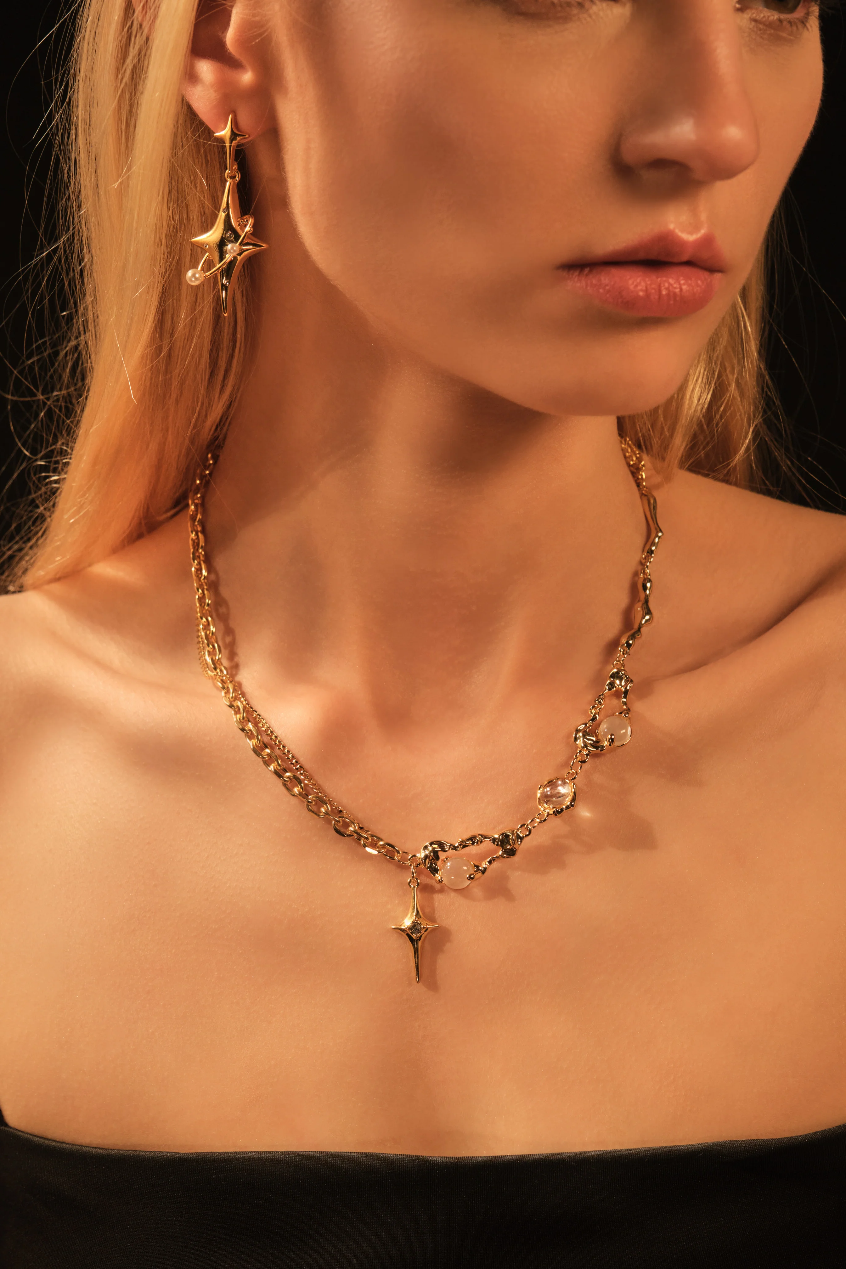 18K Real Gold Plated Moonlight Star Necklace - Image 9