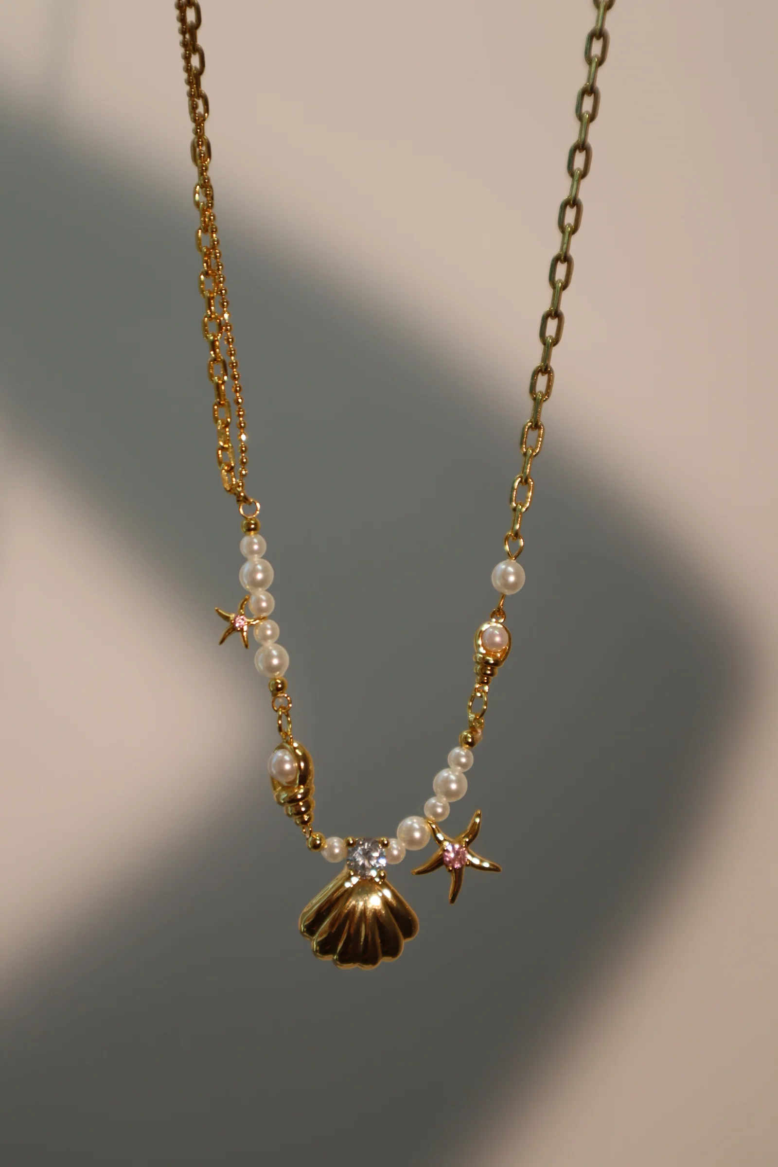 18K Real Gold Plated Sea Shell Pearls Necklace - Image 14