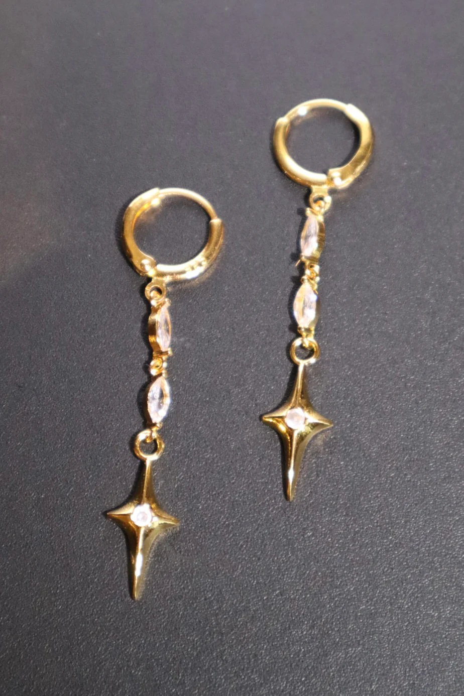 18K Real Gold Plated Star Dangle Earrings - Image 3