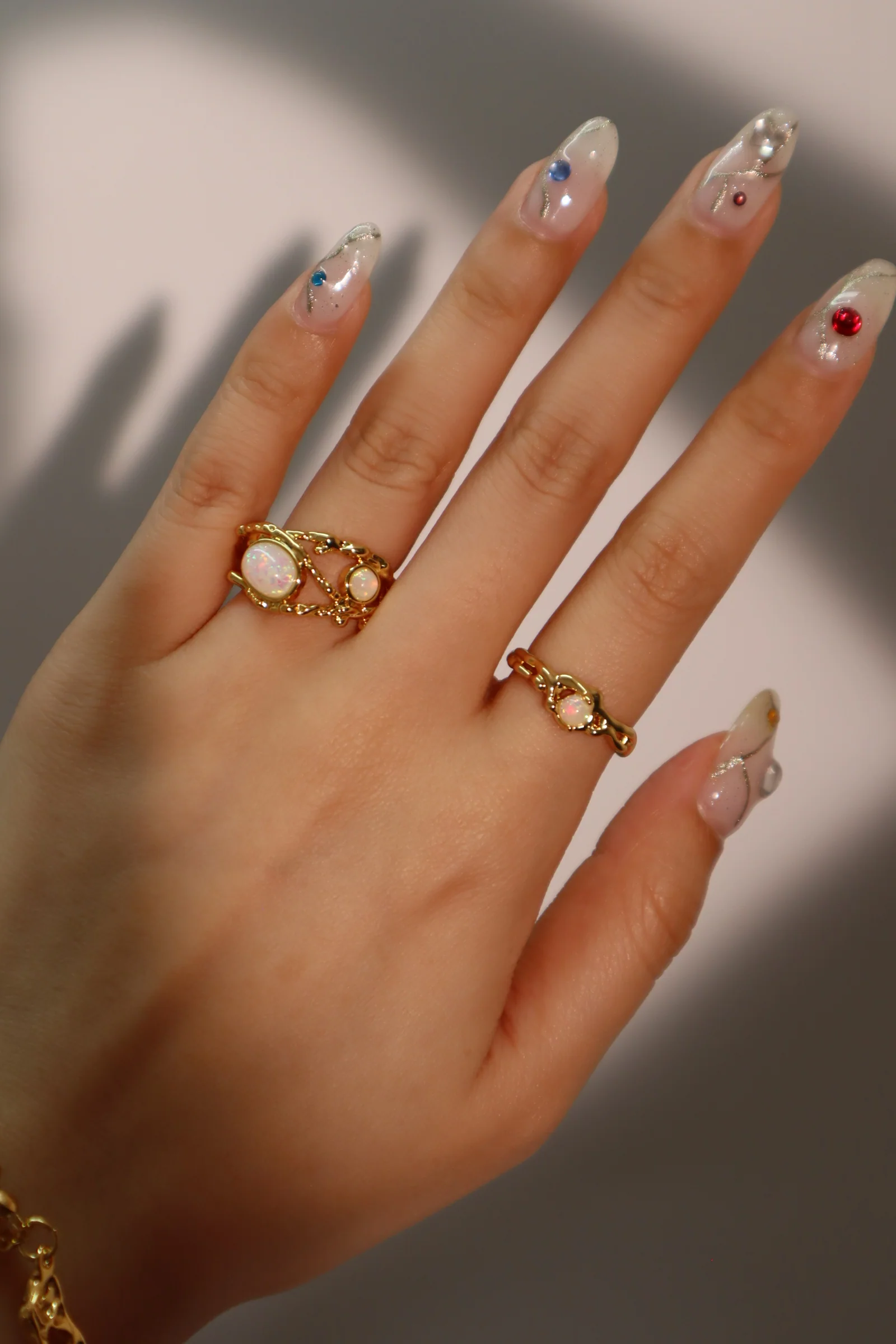 18K Real Gold Plated White Opal Ring - Image 10