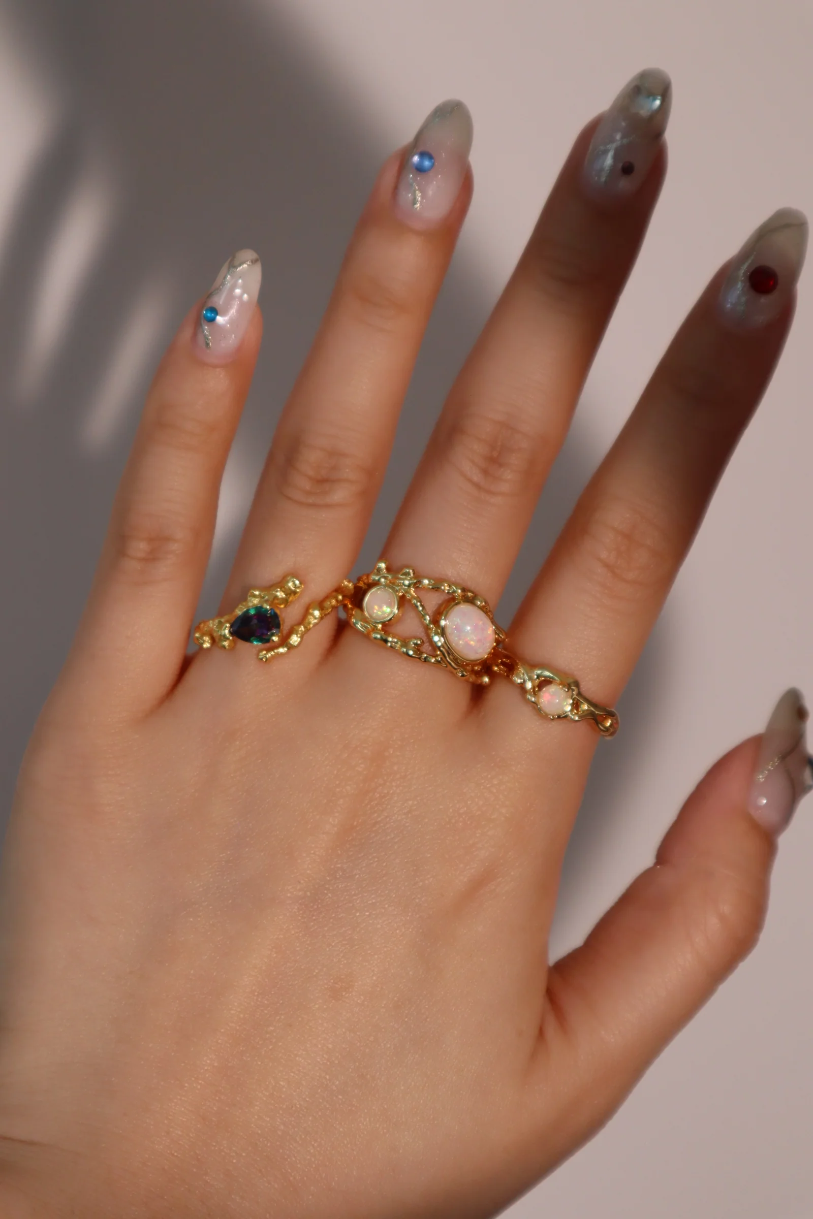 18K Real Gold Plated White Opal Ring - Image 13