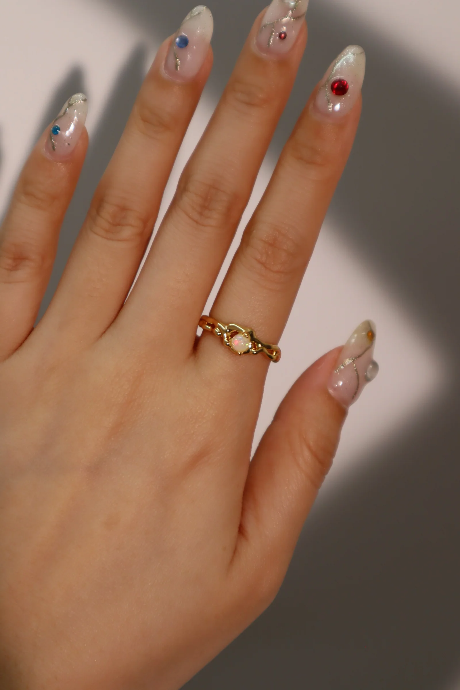 18K Real Gold Plated White Opal Ring - Image 4