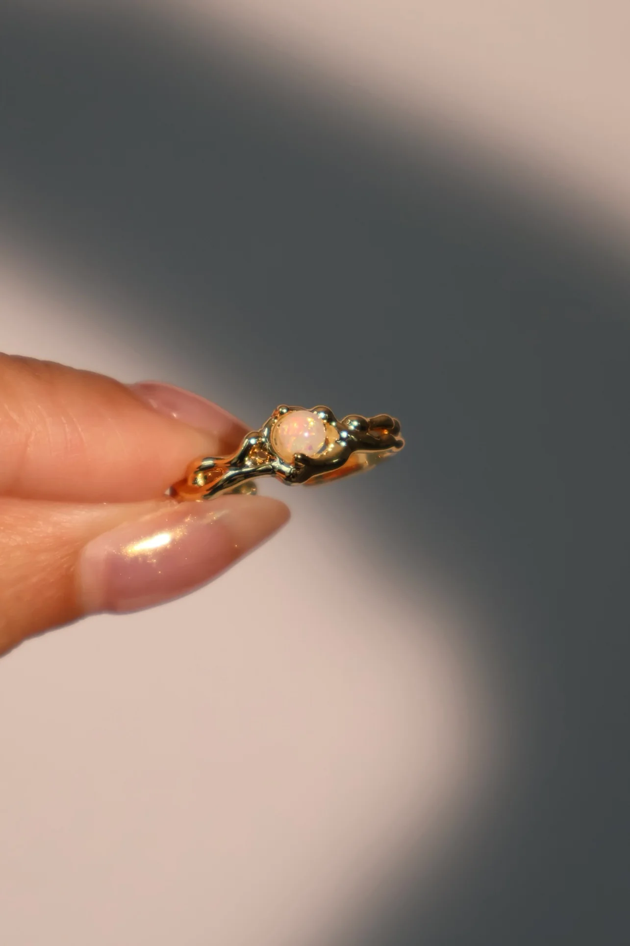 18K Real Gold Plated White Opal Ring - Image 5