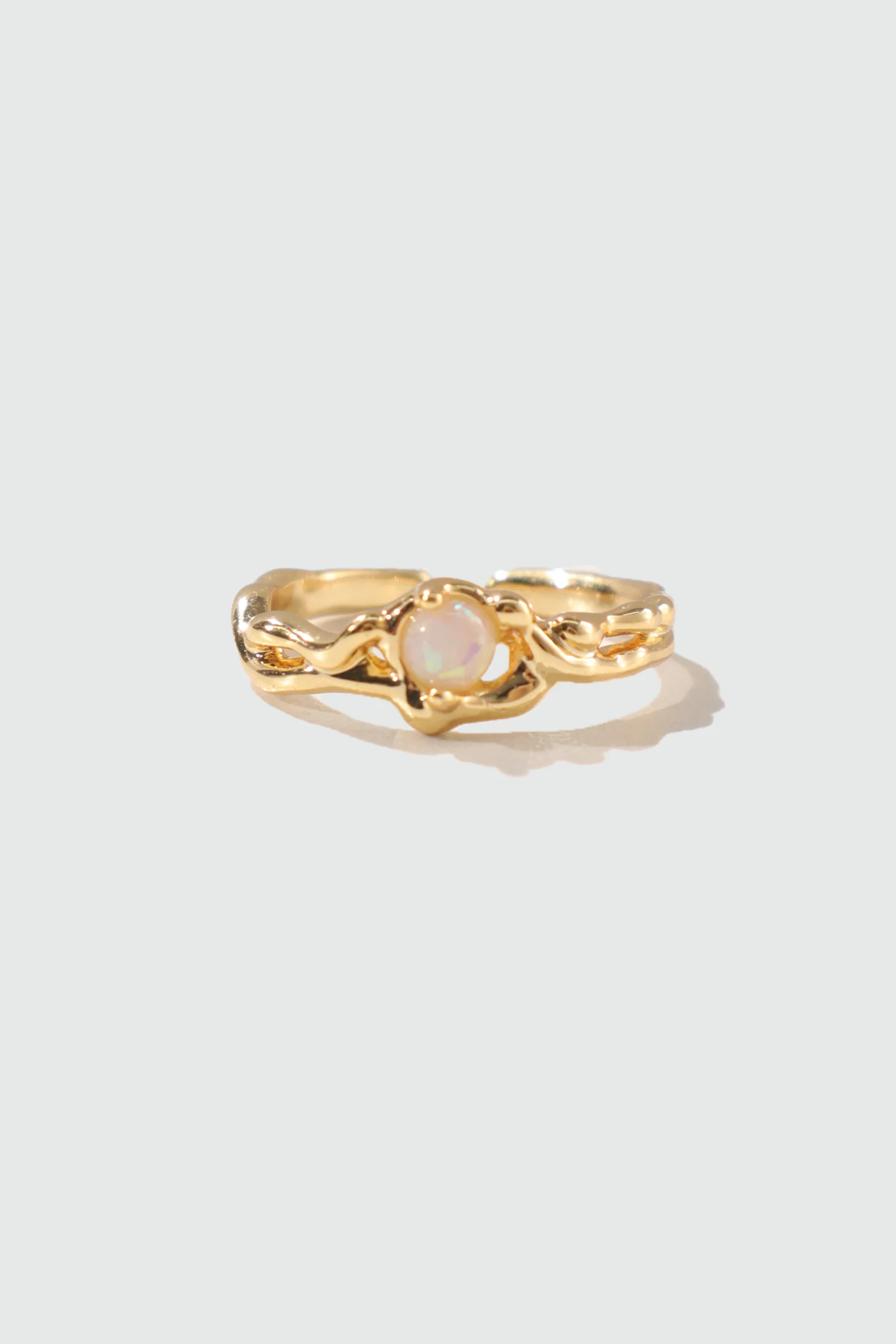 18K Real Gold Plated White Opal Ring - Image 9