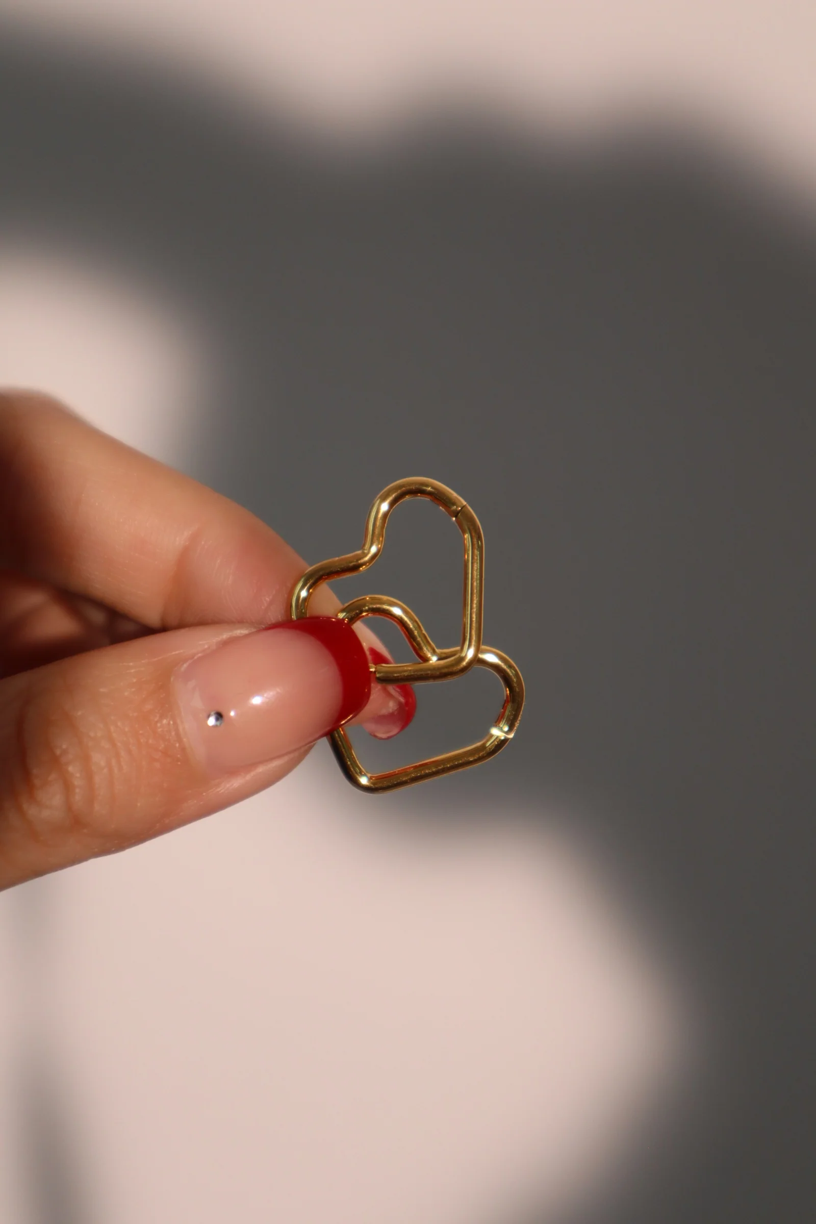 18K Gold Stainless Steel Heart Hoops Earrings - Image 3