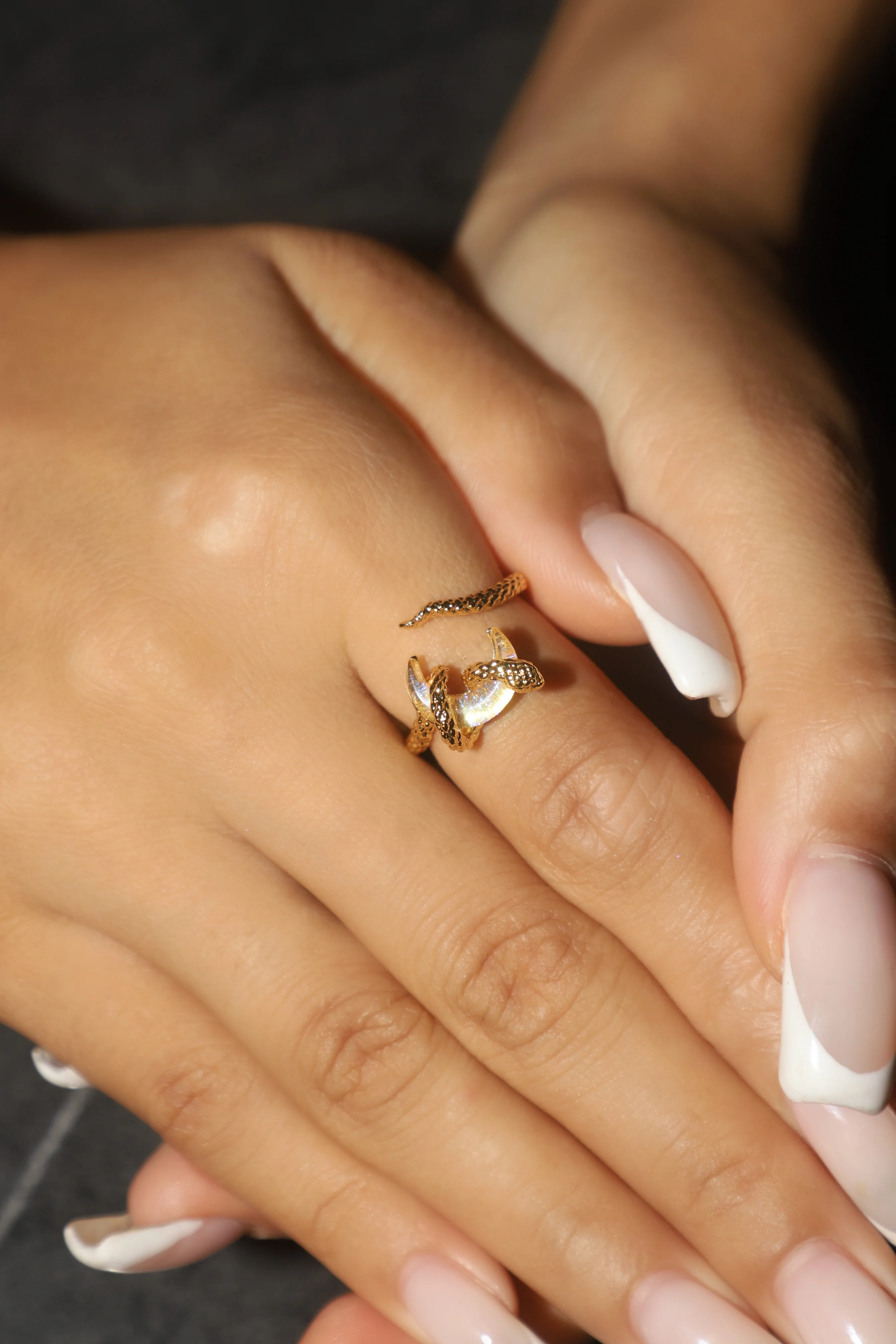 20K Real Gold Plated Moon Snake Ring - Image 6