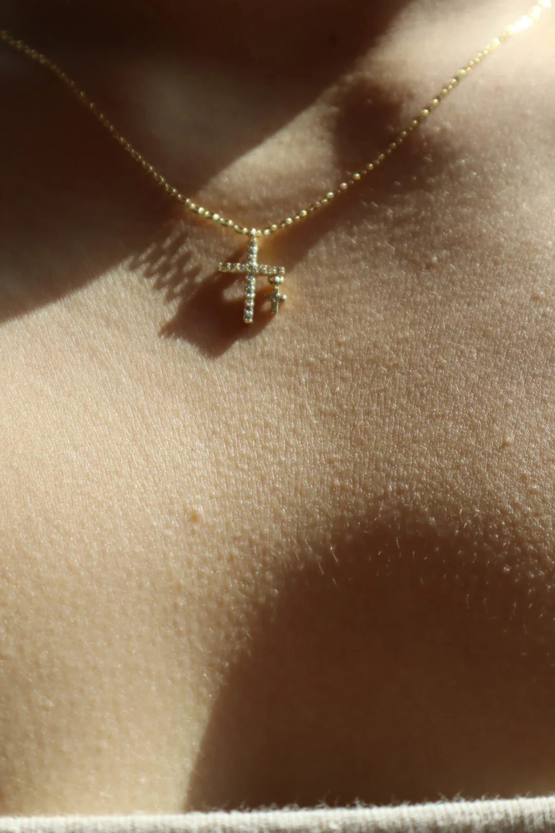 24K Gold Plated Double Gold Cross Necklace - Image 4