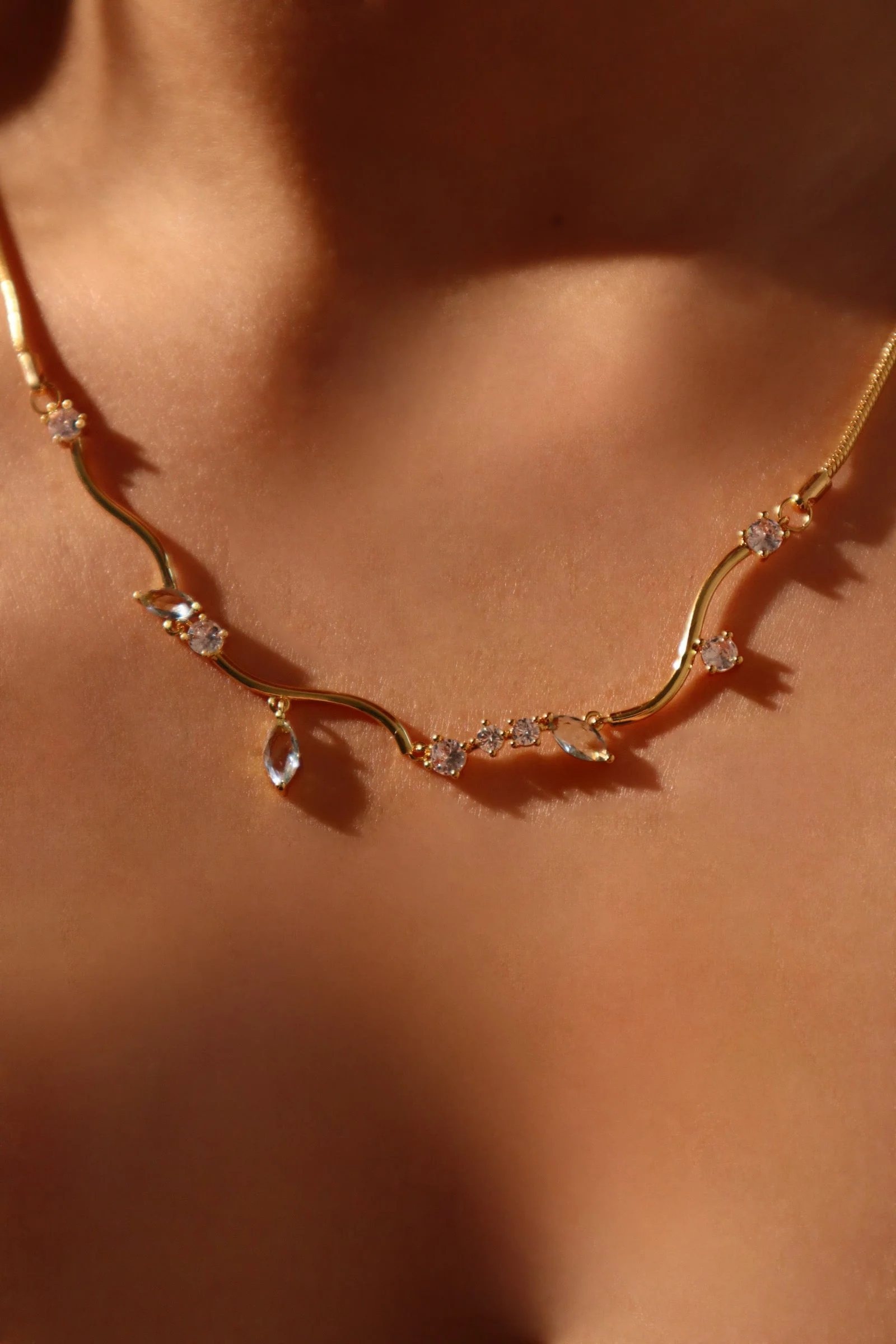 18K Real Gold Plated Blue Gem Diamonds Necklace - Image 10