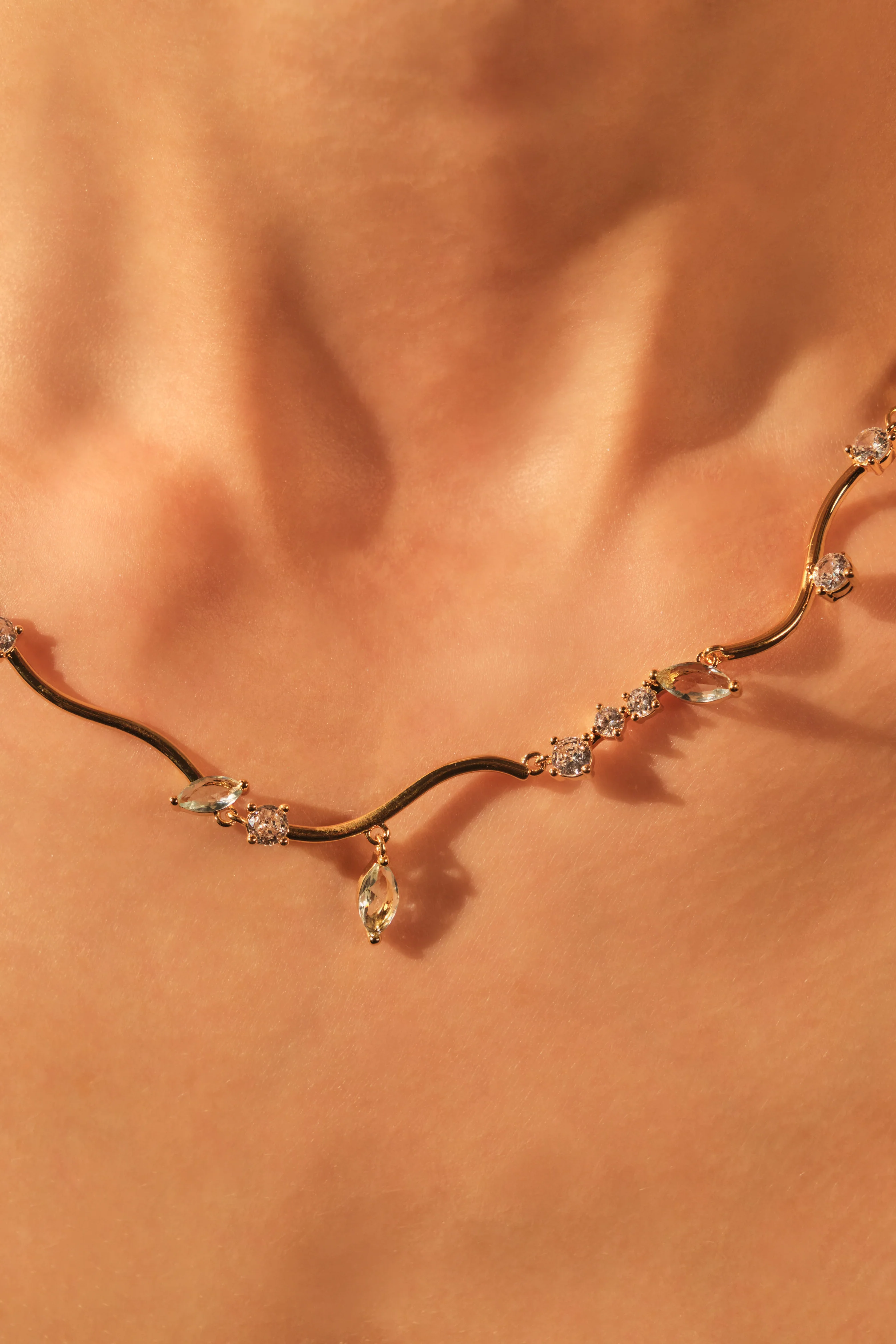 18K Real Gold Plated Blue Gem Diamonds Necklace - Image 11