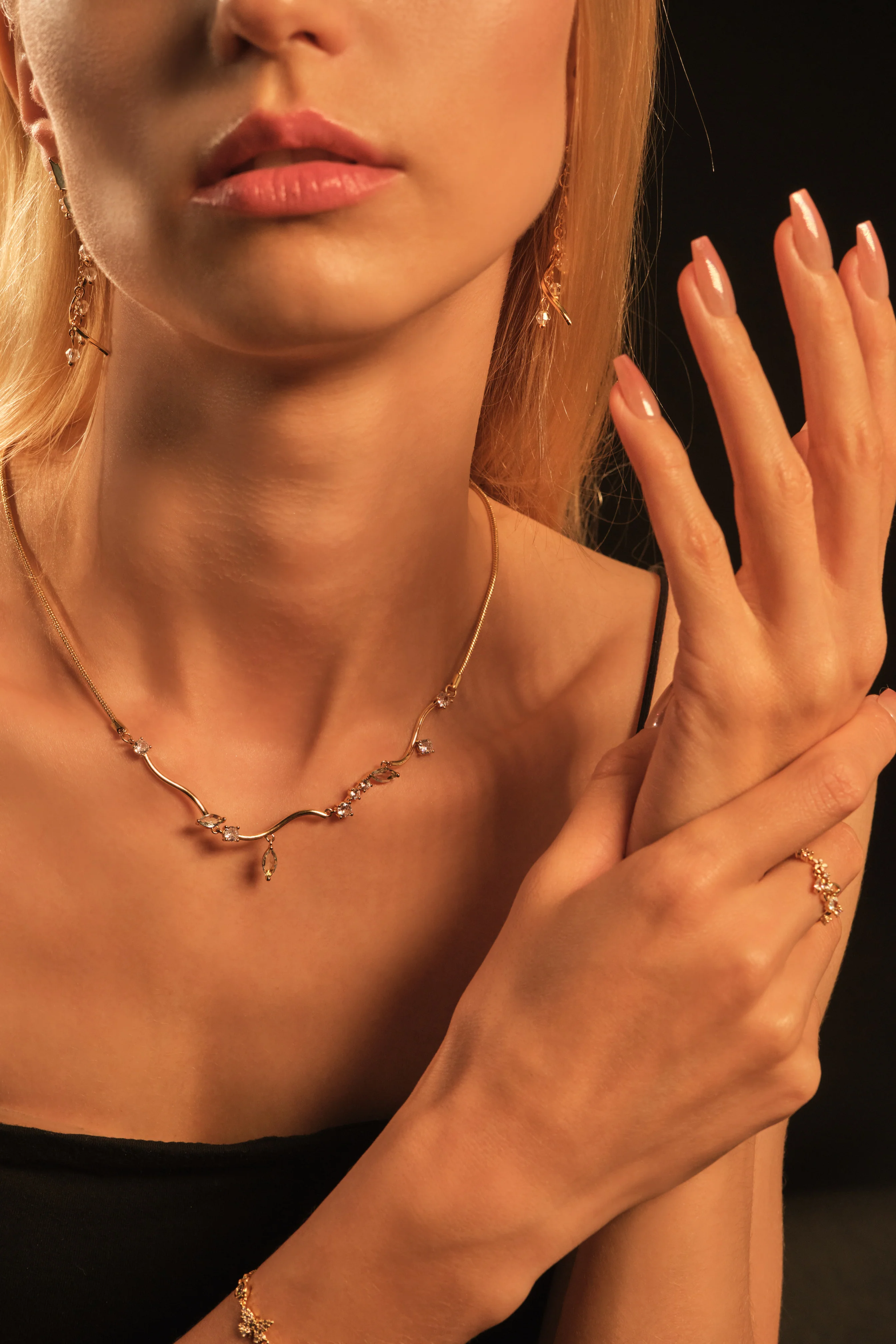 18K Real Gold Plated Blue Gem Diamonds Necklace - Image 15