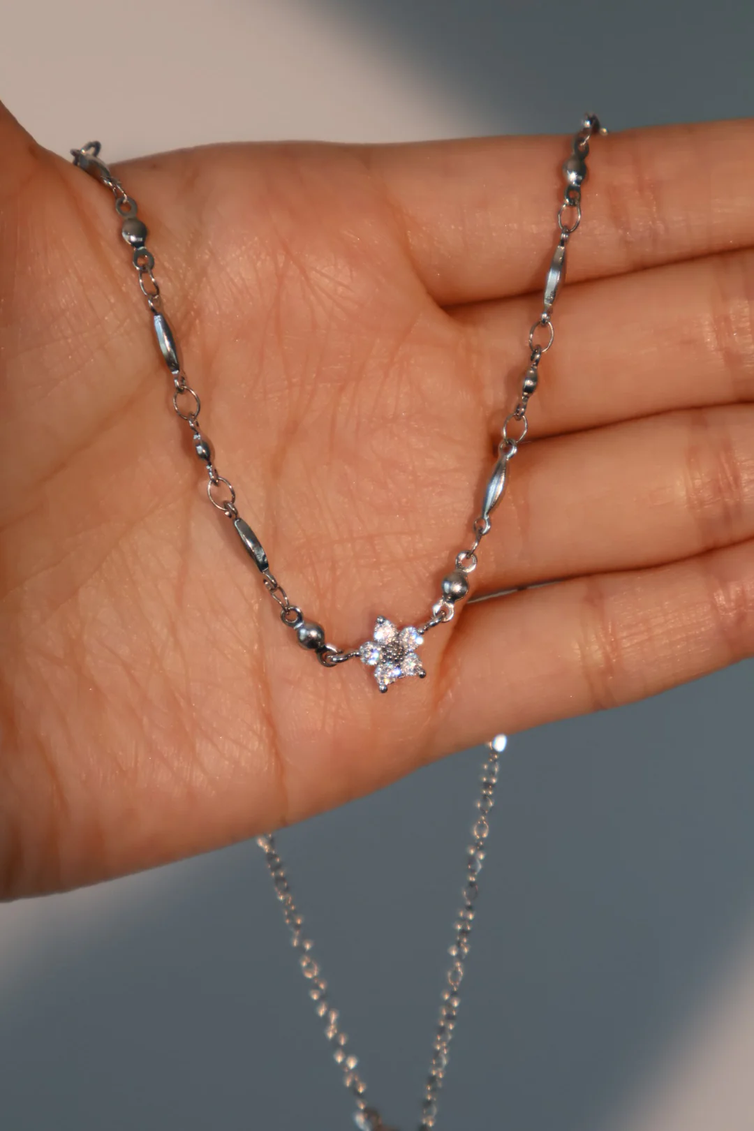 Palladium White Gold Plated Starlight Bloom Necklace - Image 6