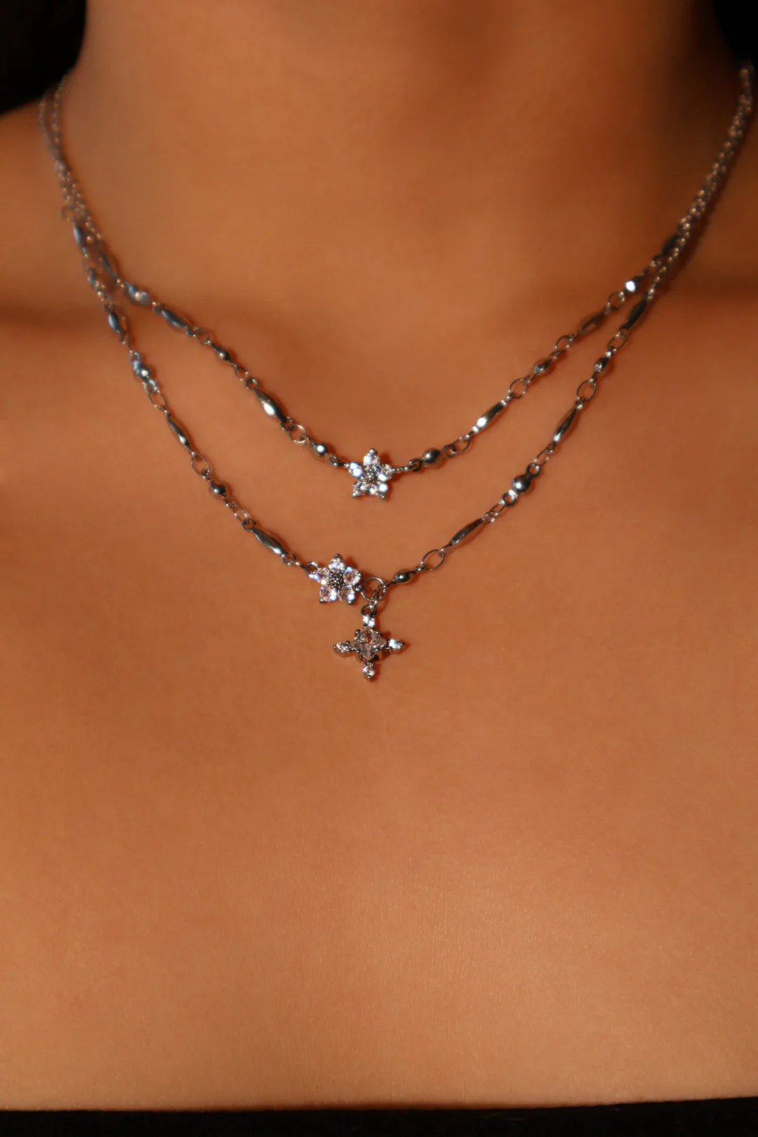 Palladium White Gold Plated Starlight Bloom Necklace - Image 8
