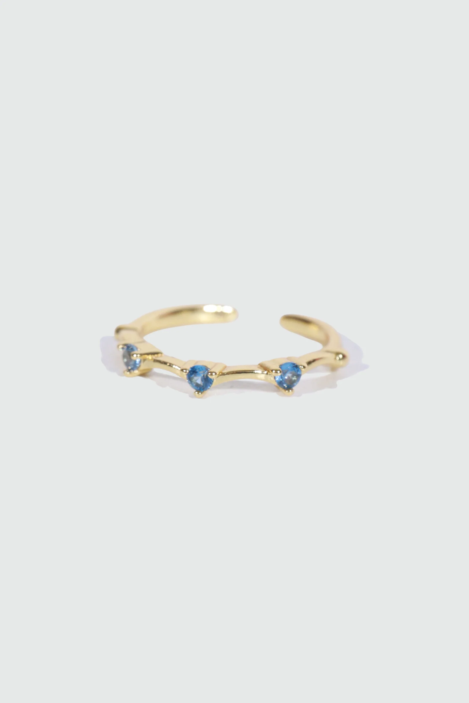 Gold Plated Blue Gem Wave Ring - Image 10