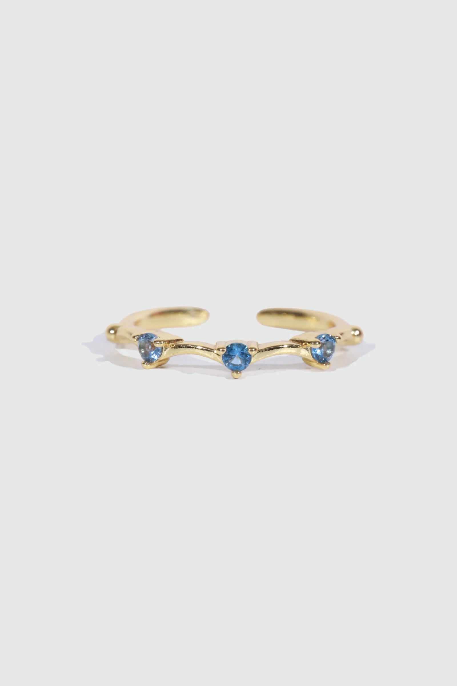 Gold Plated Blue Gem Wave Ring - Image 11