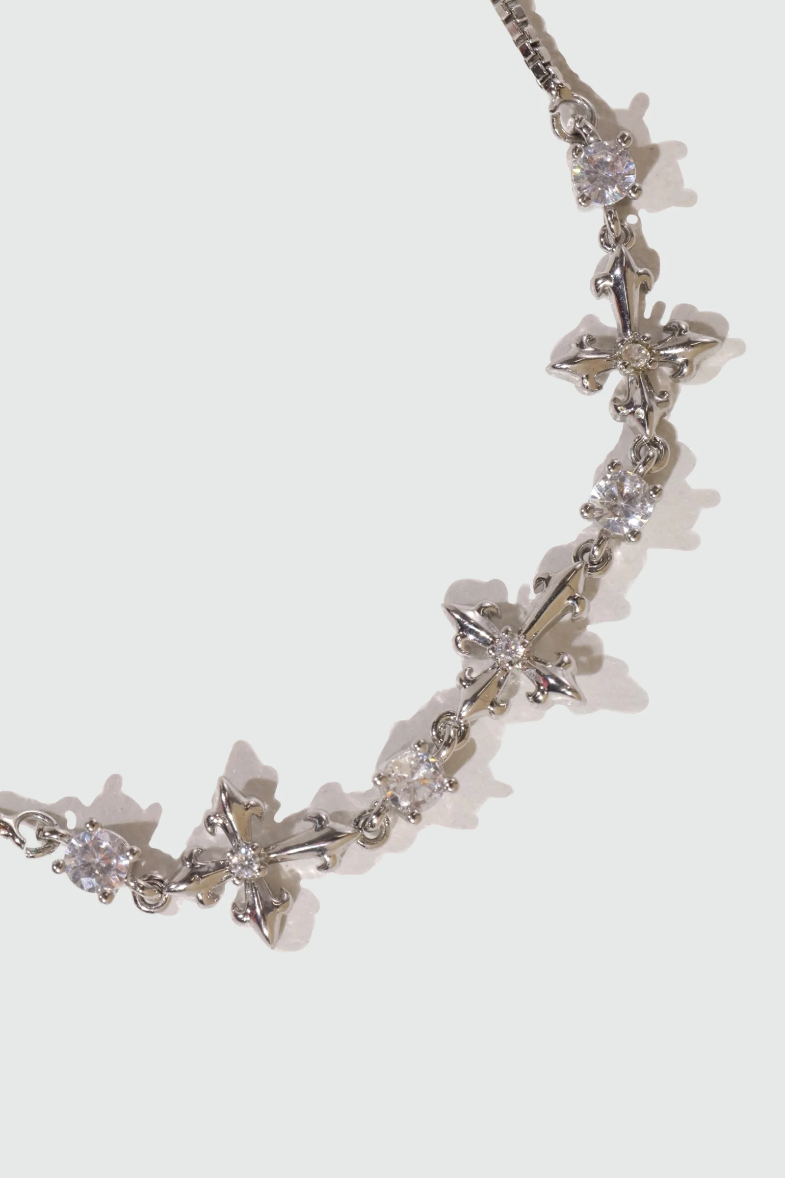 Palladium White Gold Plated Multi Diamond Cross Bracelet - Image 10