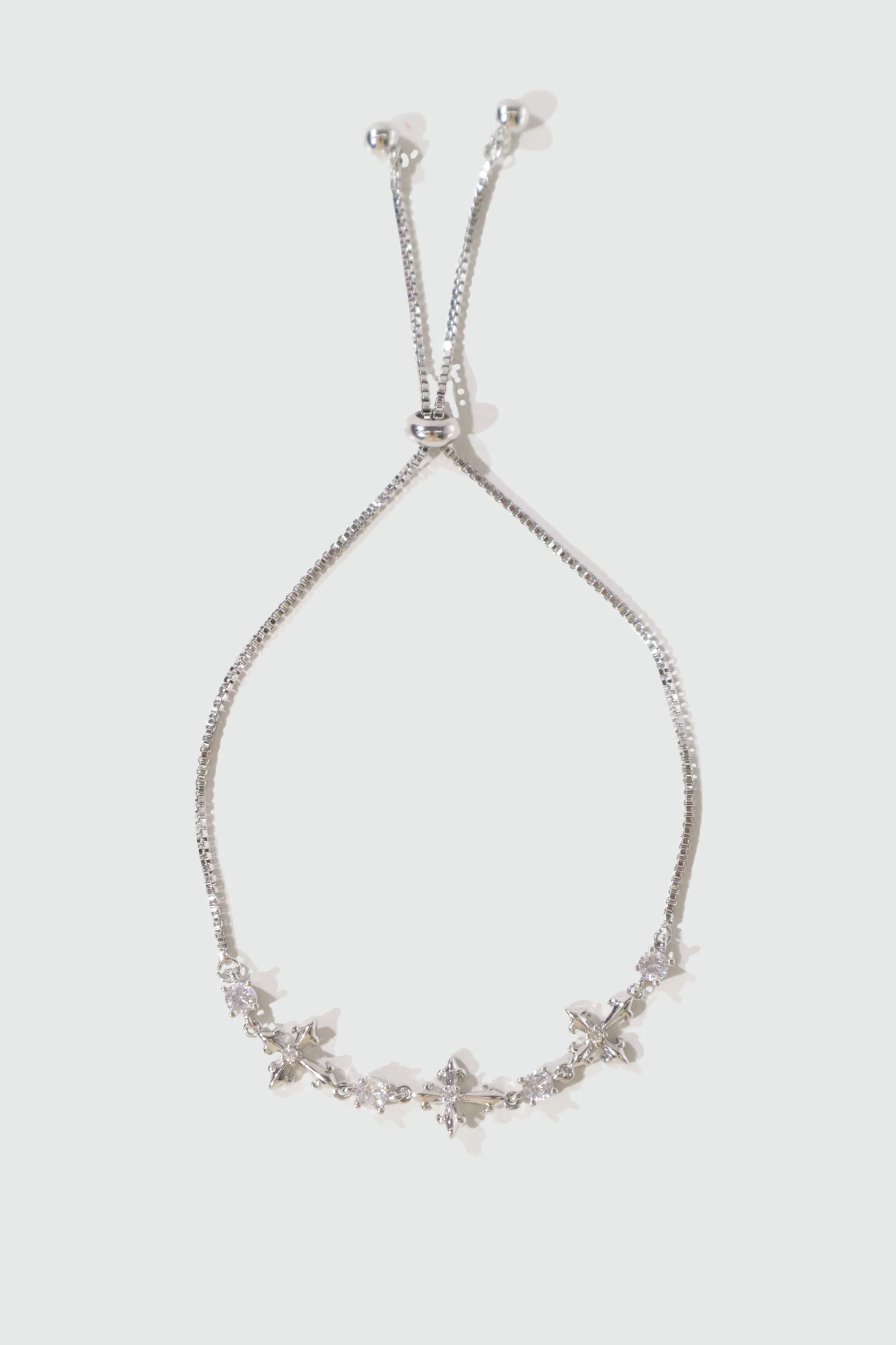 Palladium White Gold Plated Multi Diamond Cross Bracelet - Image 9