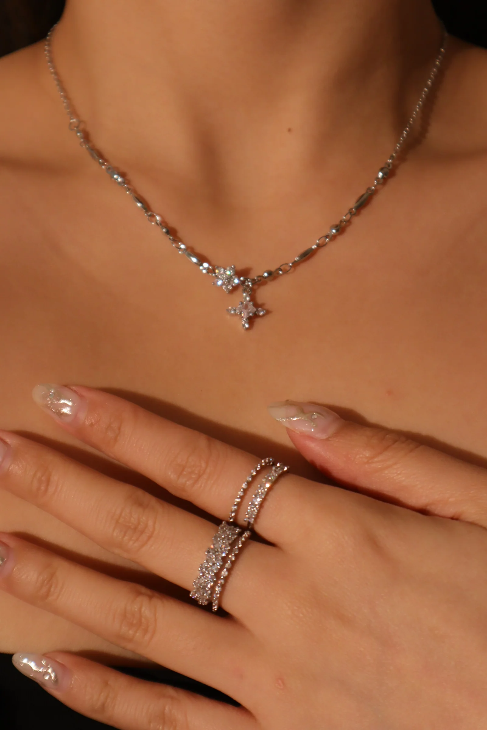 Palladium White Gold Plated Starlight Necklace - Image 3