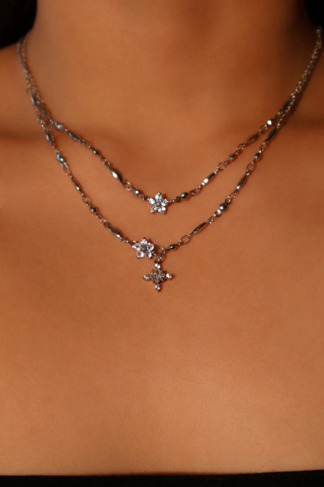 Palladium White Gold Plated Starlight Necklace - Image 4