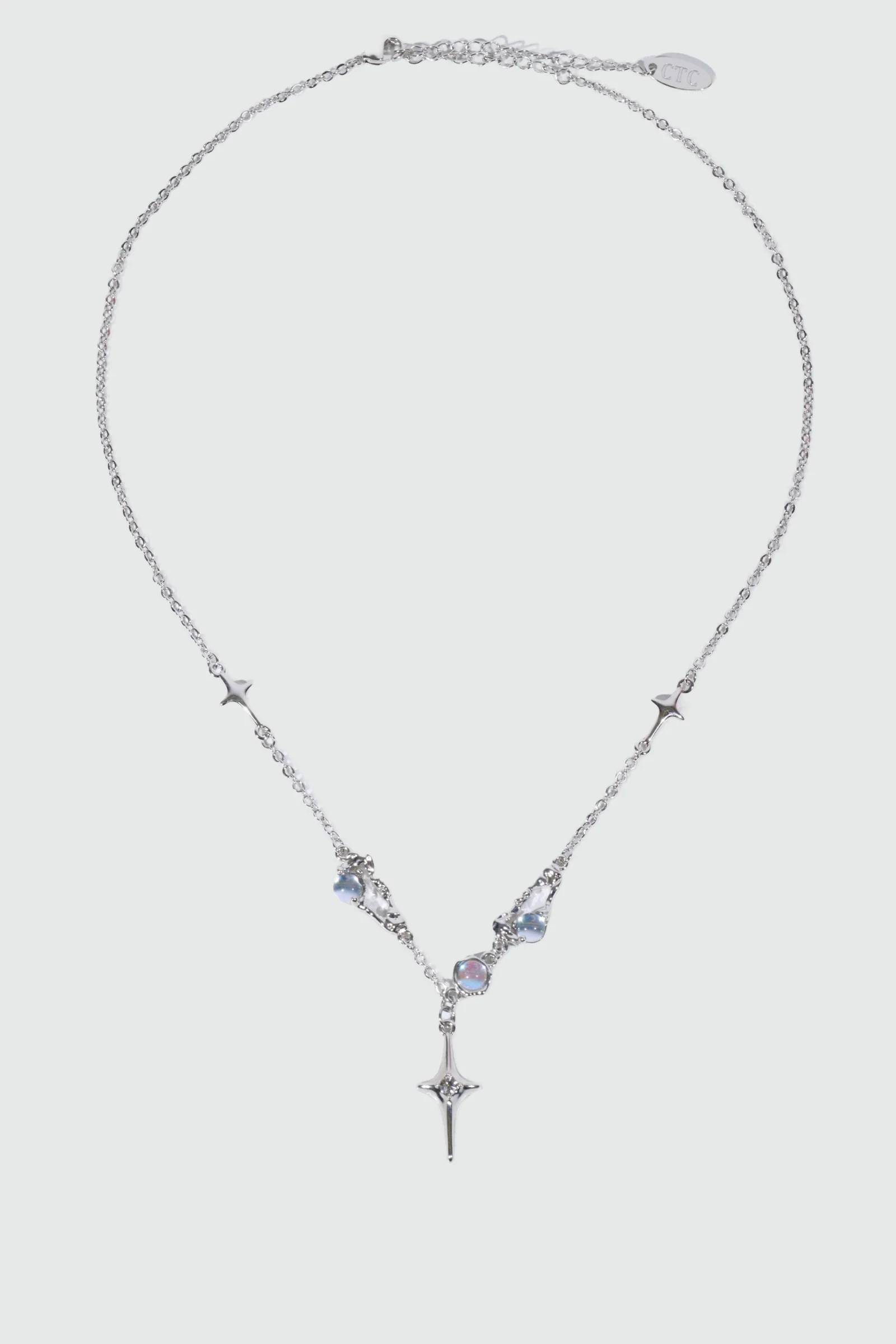 Palladium White Gold Plated Moonstones Star Necklace - Image 6