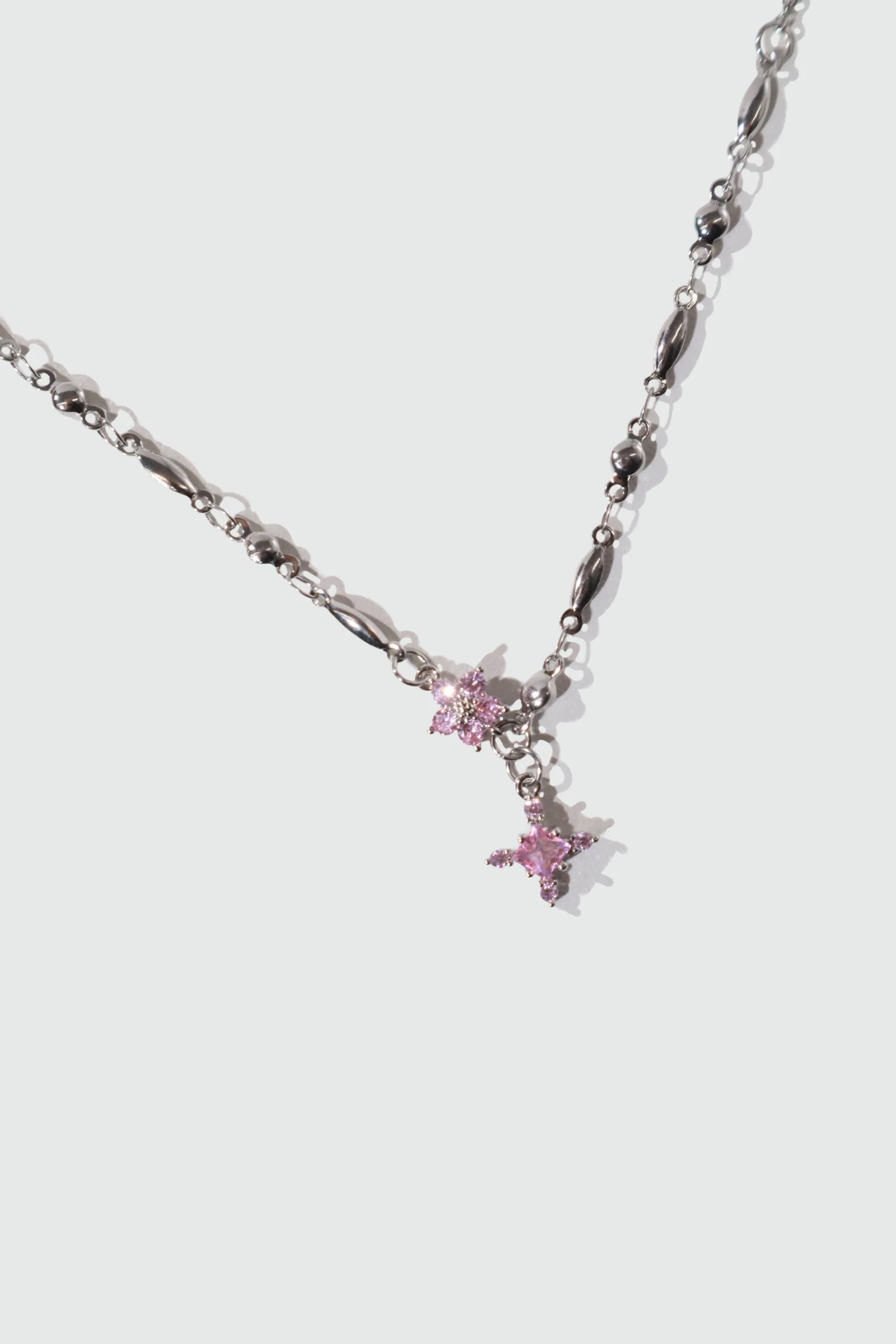 Palladium White Gold Plated Pink Starlight Necklace - Image 5