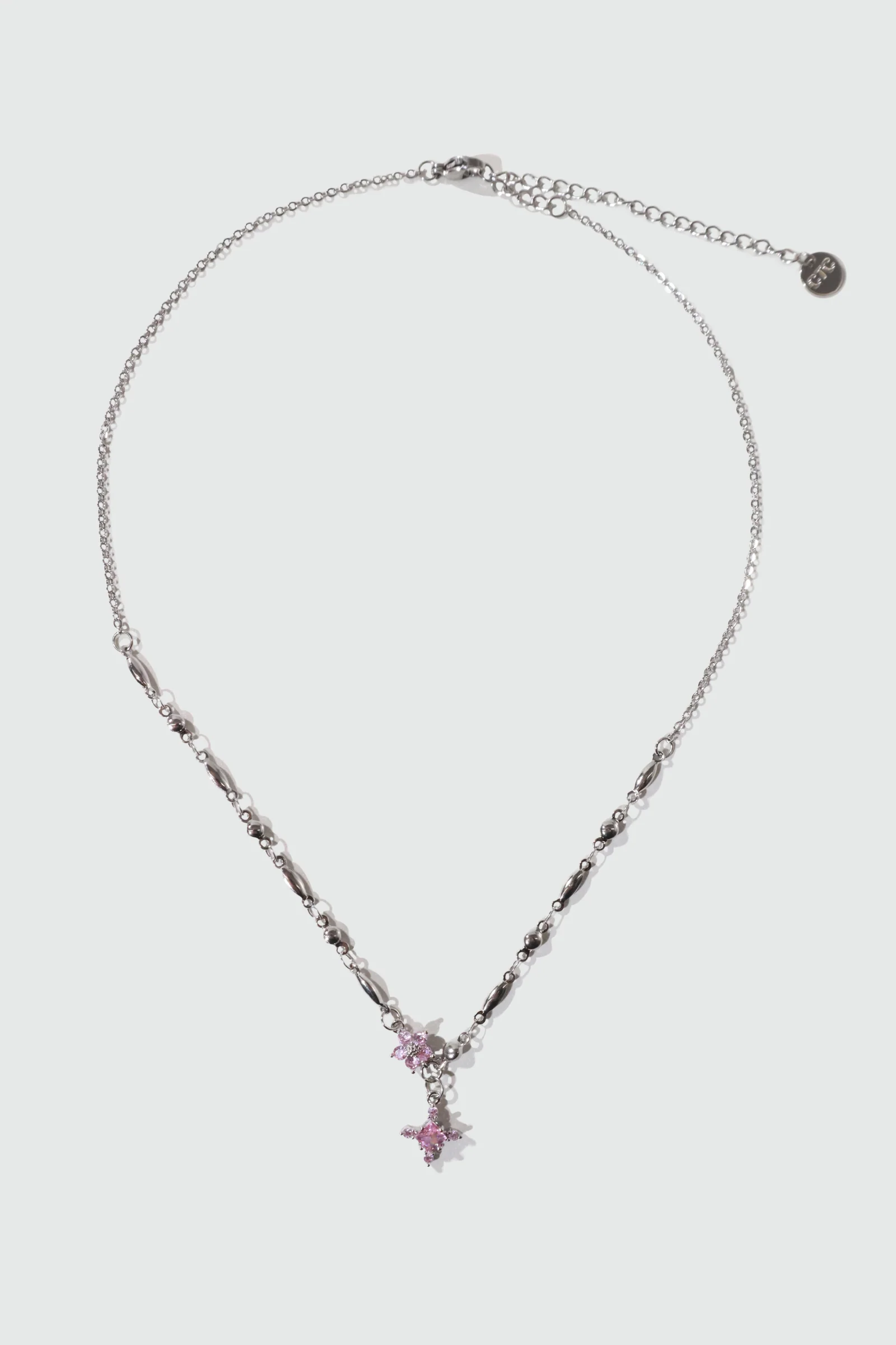Palladium White Gold Plated Pink Starlight Necklace - Image 6