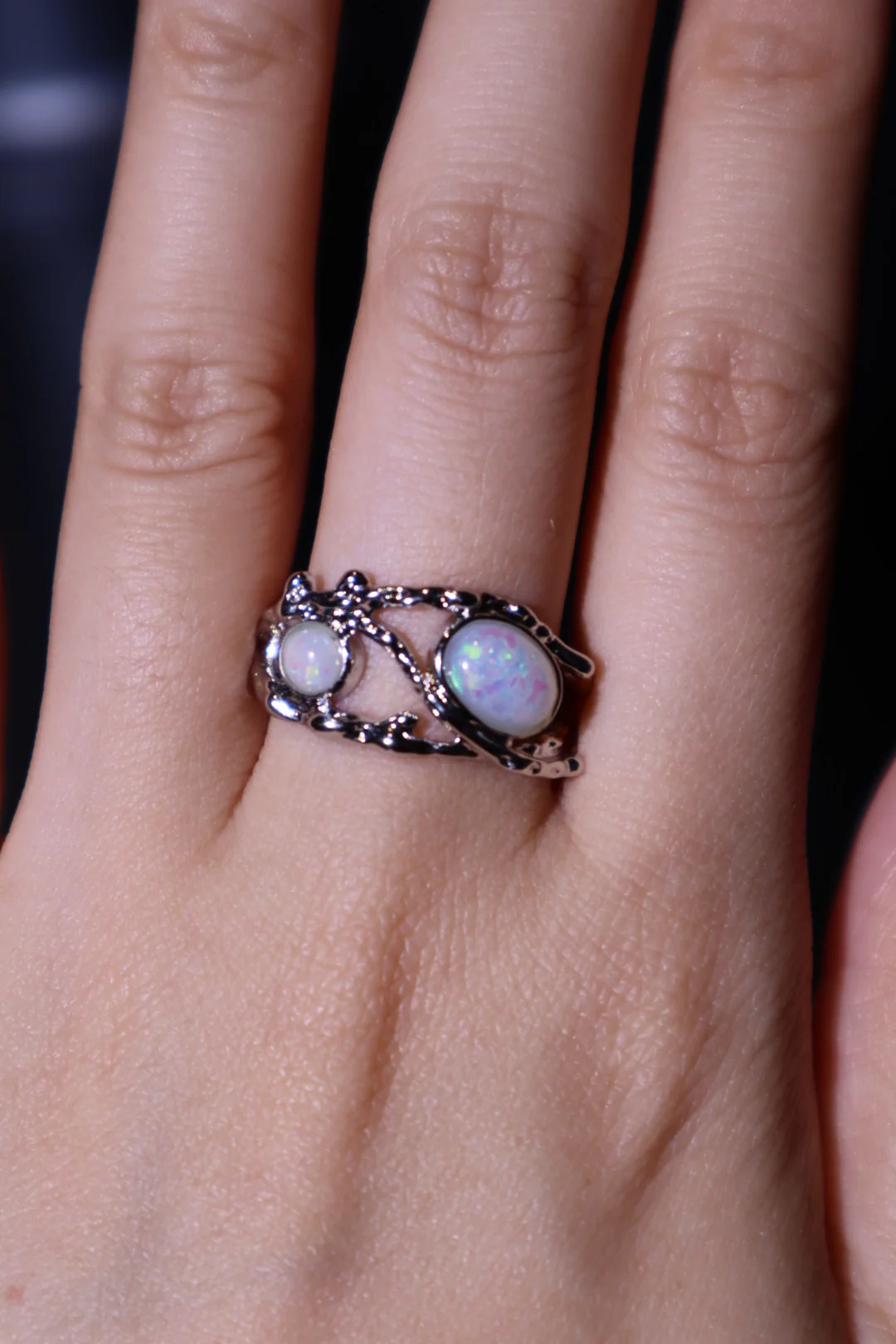 White Opal Gems Crown Ring - Image 3