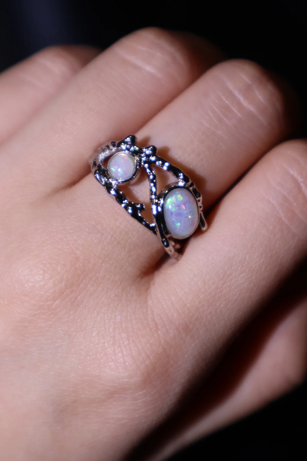 White Opal Gems Crown Ring - Image 5